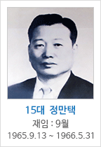 15대 정 만 택 / 재임 : 9월
	1965.  09.  13	~1966.  05.  31